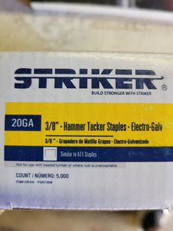 STRIKER 3/8 HAMMER TACKER STAPLES - ELECTRO - GALV 5000 pcs