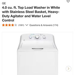 BRAND NEW GE 4.0 Cu. Ft. Top Load Washer – Stainless Steel Basket