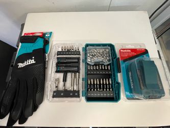 Makita Bit set , power source & Gloves