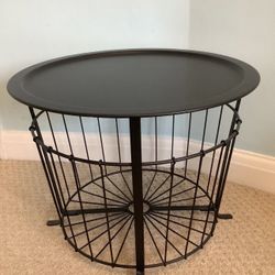 IKEA GUALÖV - Round Black Metal Storage Coffee Table - Openable Top