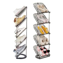 2 Pack Sloping Narrow Shoe Rack 5 Tiers K(101)