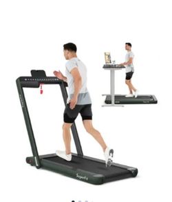 SuperFit 2.25HP 2 in 1 Dual Display Folding Treadmill Jogging black