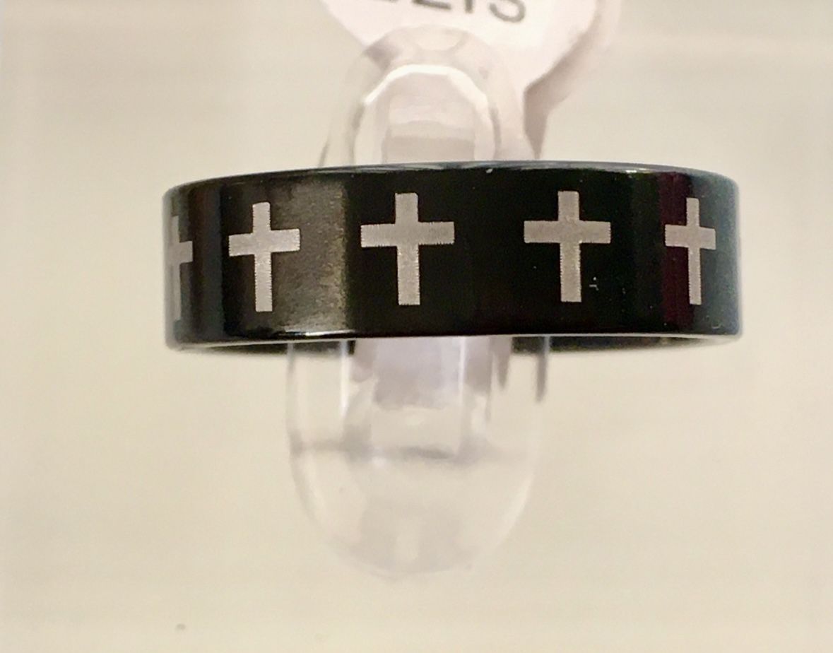 Stainless Steel Cross Ring, Size 8