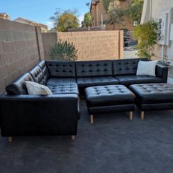 Black Leather Sectional