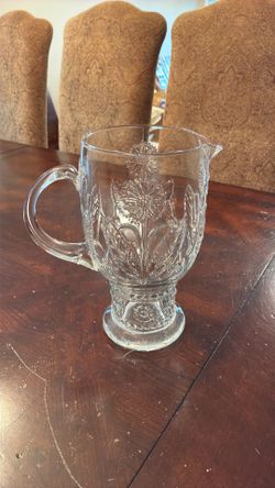 Anthropologie Floral Glass Pitcher