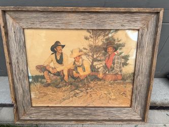 Vintage Gordon Snidow “Good Times” Coors Cowboy Print – 1983 – Rustic Frame