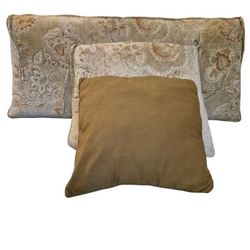 Outdoor Patio Bench/Chair Matching Floral Olive Tan Cushions &Olive Pillow Used