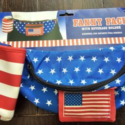 $10.00 - USA Fanny Pack with Beverage Holder, NEW!  Great 4th Of July Gift!!