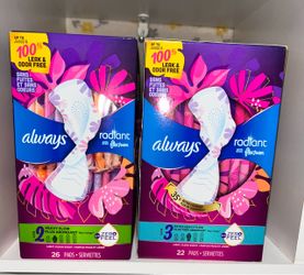 Always feminine pads   Assorted sizes   $ 7.00 each