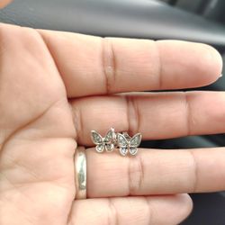 BBJ 925 sterling Silver Butterfly Small studs Earrings 