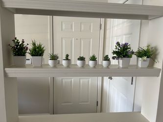 Set of 10 Faux Plants in White Pots