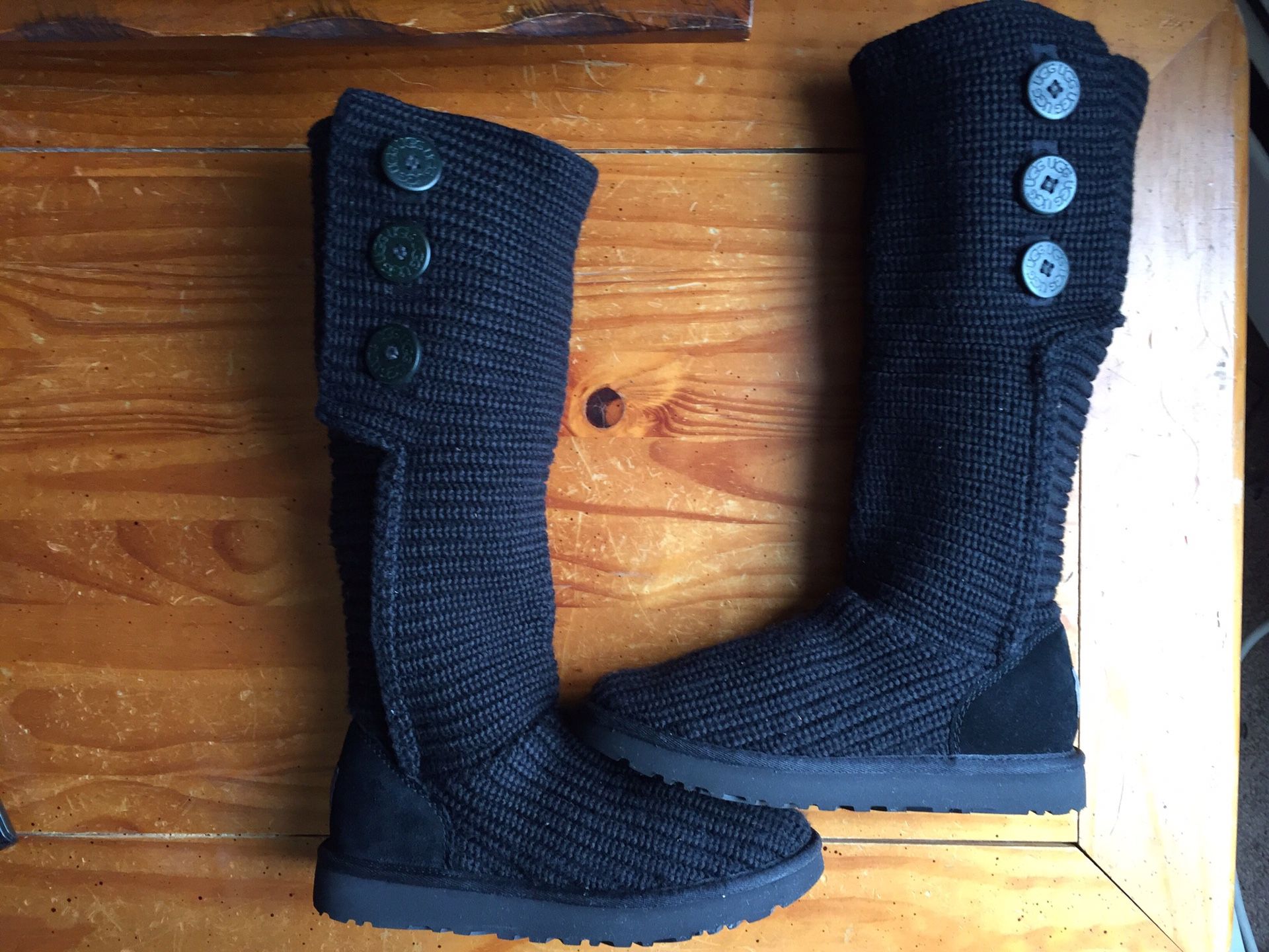 UGG Australia Classic Cardy II Knit Women's Boots Size 8 Black/Black