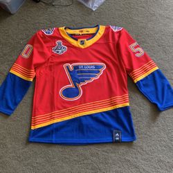 New, Beautiful St Louis Blues Binnington Jersey, Mens Large, Embroidered 