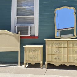 Dresser With Night Stand,  Mirror And Bed Post