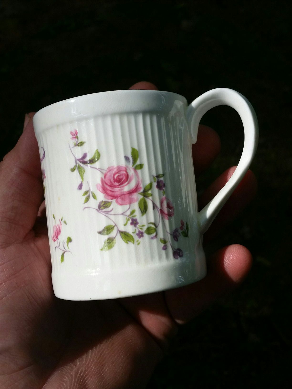 Antique vintage Crown Staffordshire rose cup bone China