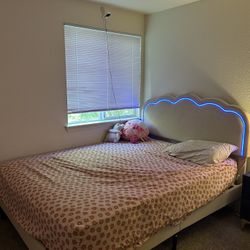 Queen Bed And Mattress With LED Light 