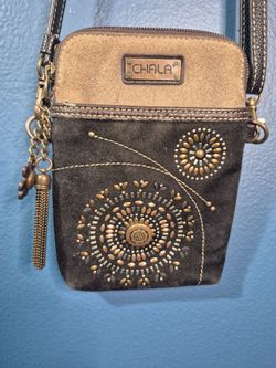 CHALA Suede Studded Mini Crossbody Bag