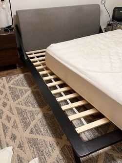 Queen platform bed frame with Upholstered Headboard