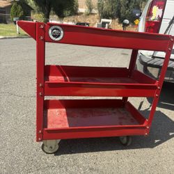 Red Metal Tool Trolleys On Wheels 