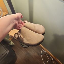 Tan Buckle Slip Ons , Size 7 1/2  Sales Price: $12.00
