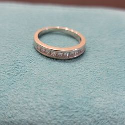 0.49 Diamond Ring/ Wedding Band 14 K White Gold Size 5