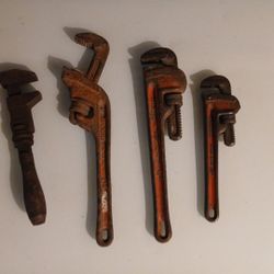 RIDGED OLD SCHOOL PLUMBERS WRENCHES 14" 10" HEAVY DUTY