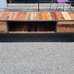 Entertainment Center - Solid Steel And Beechwood