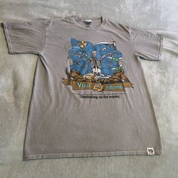 Your Highness Shirt Men Medium Gray Graphic Streetwear Crew Neck Lightweight