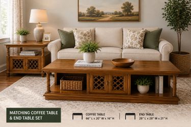 Matching Wood Coffee Table & End Table Set – Storage & Classic Style