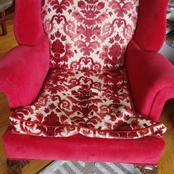 Antique Red Velvet Arm Chair