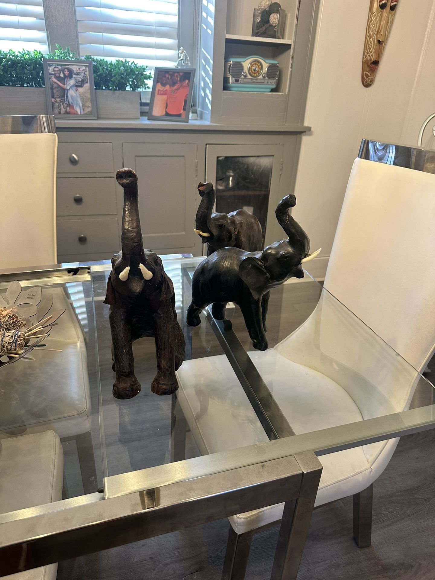 Vintage leather elephants