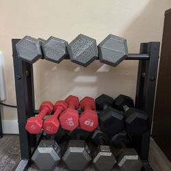 Rack and weights