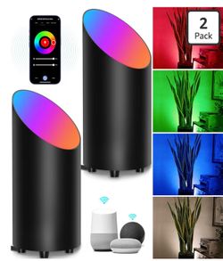 SUNVIE 2 Pack Smart Floor Can Light 5W RGBW Color Changing Uplighting Indoor Uplights 2700K-6500K Up Lights Indoor Floor Spotlight for Plant Corner Wa