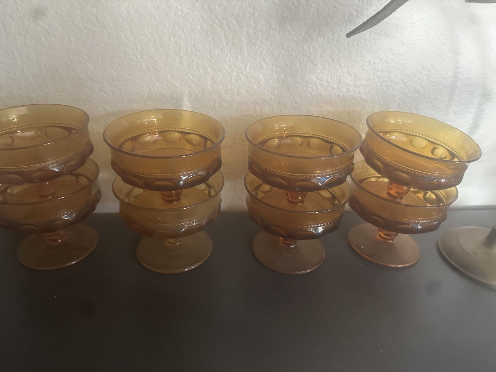 Vintage King Amber, Indiana Glass Set Of Eight