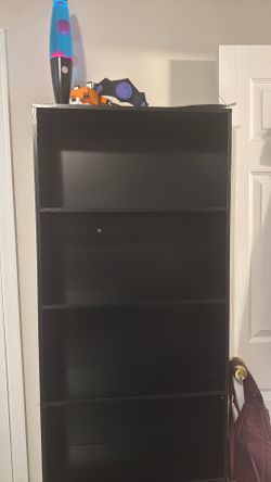 Black, wooden, Bookshelf