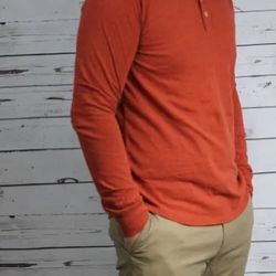 NWT Goodfellow & Co Men's Vintage Long Sleeve Henley T-Shirt Red L