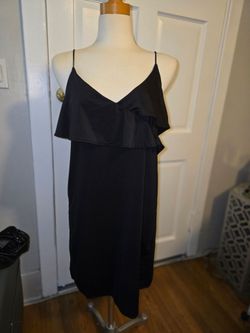 Black Ruffle V-Neck Cami Dress. Med
