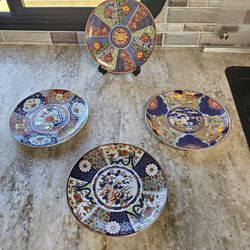A+ Set Of 4 Vintage Japenese Imari Decorative Plates