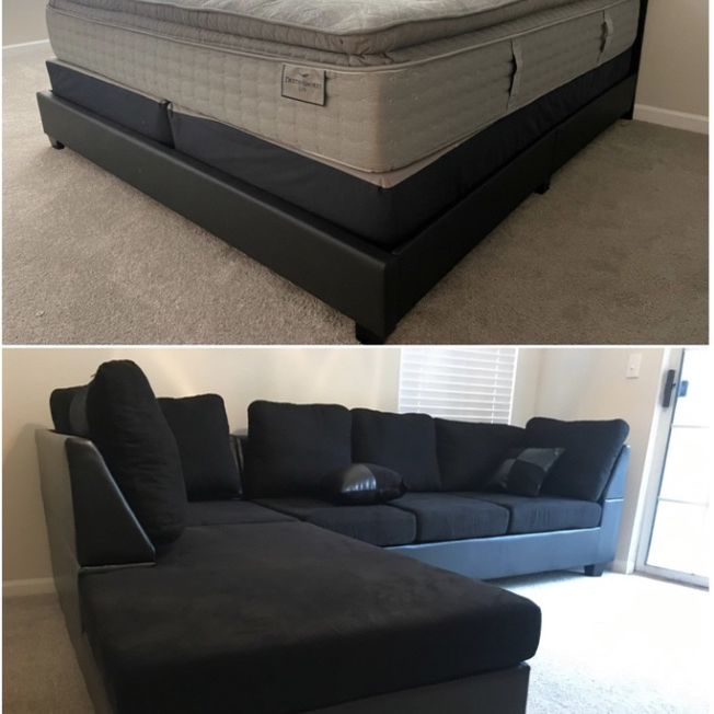 PRICE MATTERS!! KING SIZE FRAME , MATTRESS /BOX SPRING AND SECTIONAL WITH OTTOMAN $1050! 🚚 INCLUDED  You don’t pay until we deliver!! Cash , cash app