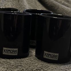 Vintage Kamora Imported Coffee Liqueur Mugs, Set of 4, Blue with Marbled Effect.  