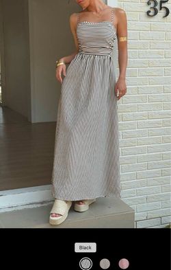 Striped black spaghetti strap summer dress new size large