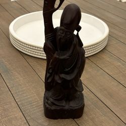 Antique Hand Carved Wooden Japanese Statue 12”