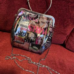 Women’s Magazine Print Small Vinyl Crossbody Purse - USED