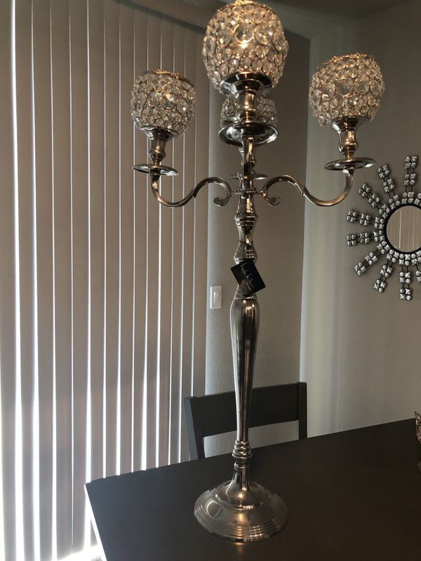 Nicole Miller Home Crystal Rhinestone Silver Mirror Candle Holder Stick Standing Chandelier For In Chandler Az Offerup