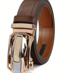 Men's Adjustable Ratchet Belt Waist : 32‘’ to 38‘’ Adjustable 002 Brown Belt