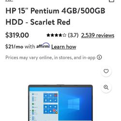 HP Laptop Pentium. 4 GM/500 GB