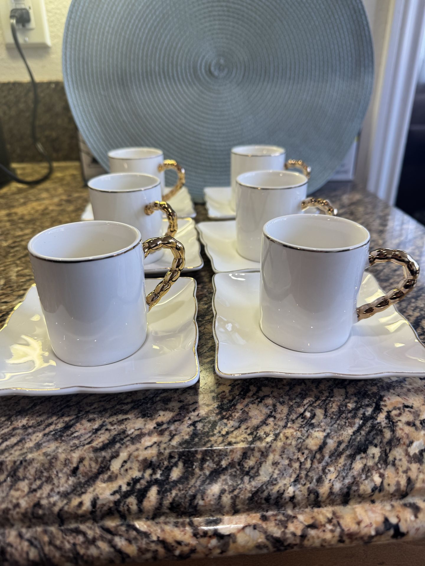Elegant White and Gold Coffee Cup Set