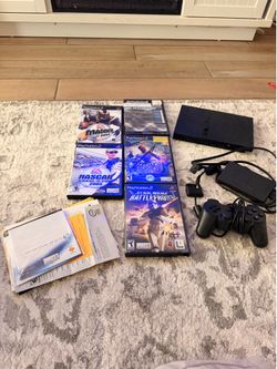 PlayStation 2 Slim Bundle – 5 Games, Controller & Cables – Tested