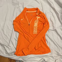 Nike Womens Medium Dri-Fit Quarter Zip Orange Pullover With Tennessee Volunteers Logo
