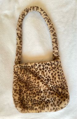 Vintage Fuzzy Leopard Print Shoulder Bag
